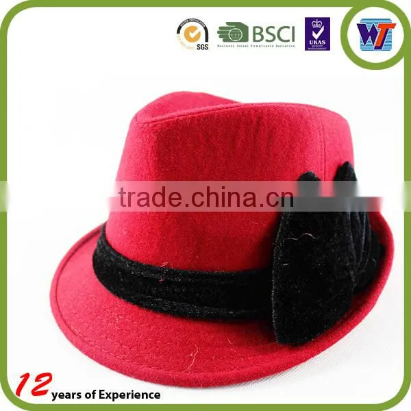 New Currents Design Wool Cap Felt Available Colourful Hats For Fashion Beautiful With Bowknot
