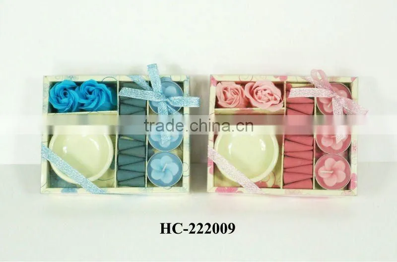 candles with holder and incense gift set
