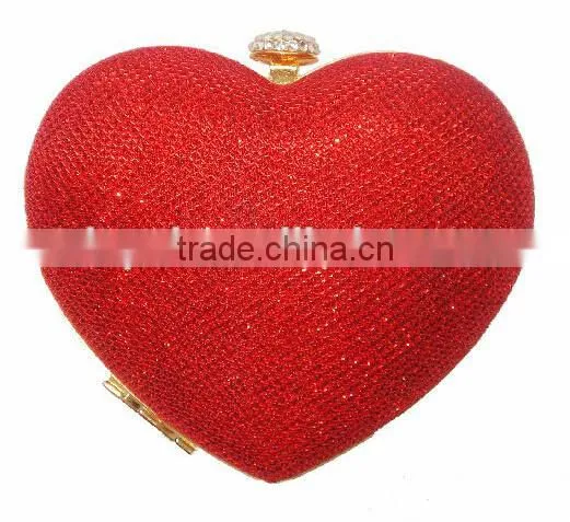 Latest fashion full diamond heart-shaped evening bag