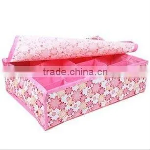 Non-woven fabric storage box, 16 grids soft cover storage box, pink color storage box