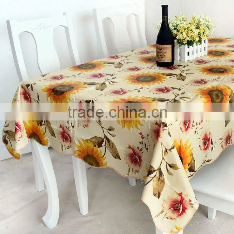 printed floral and checked design PEVA table cloth with lace/wave/straight edge