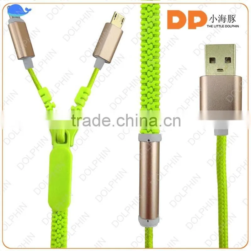 High speed 2 in 1 zipper USB cable 5 pin to 8 pin micro usb charging cable for