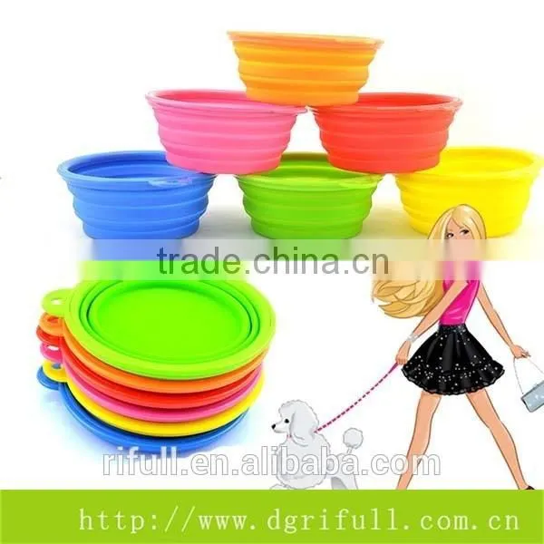 Custom colourful Silicone Pet Dog bowl Collapsible Travel Bowl