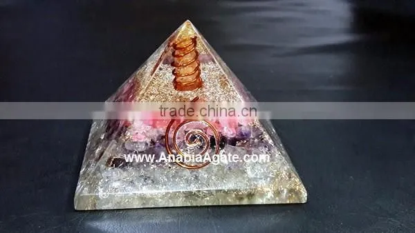 Red Colour Orgone Pyramid With Silver Pearl,s : Wholesale Orgone pyramid