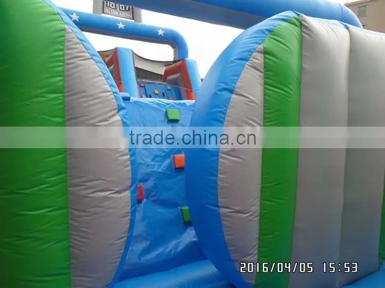 large inflatable bouncer castle and slide combo,huge inflatable obstacle course