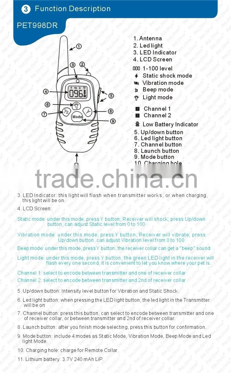Dog Remote Training Electric Collar with LCD Display