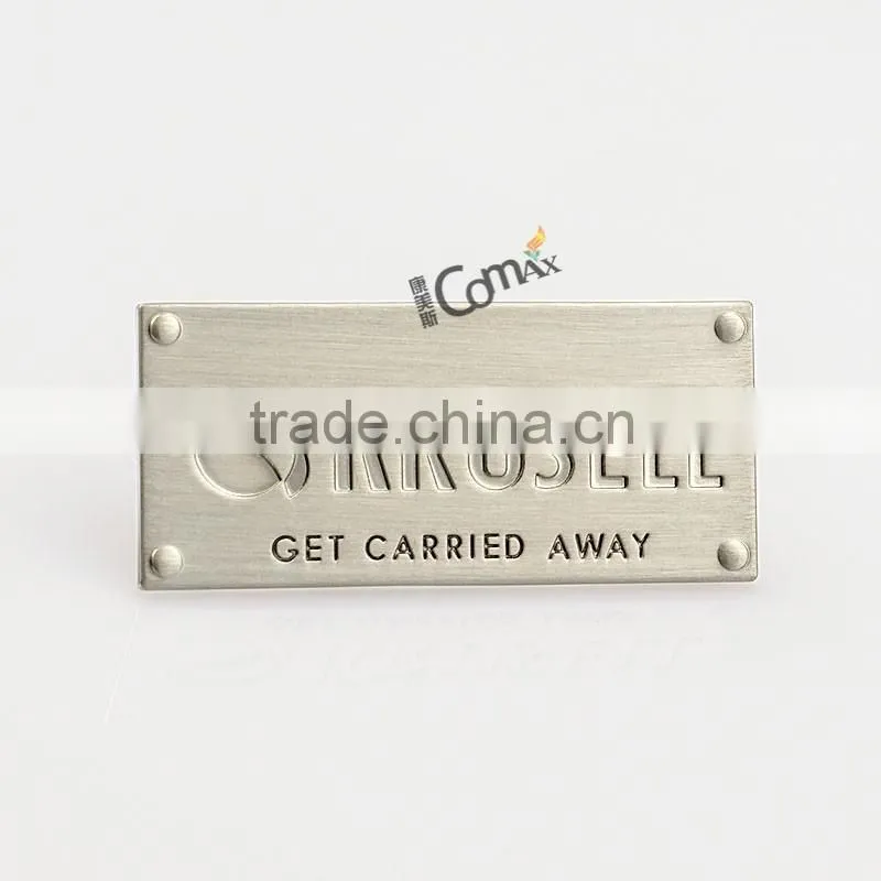 Wholesale fashion engraved custom metal bag label for handbag