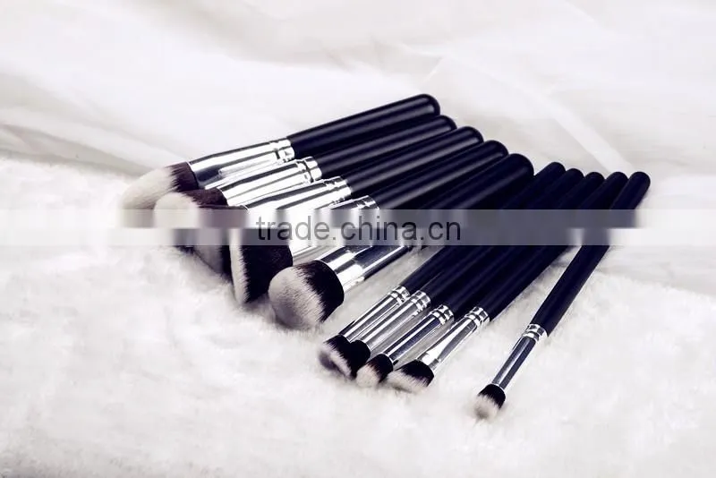 High-end 10pcs black cosmetic brush set bag