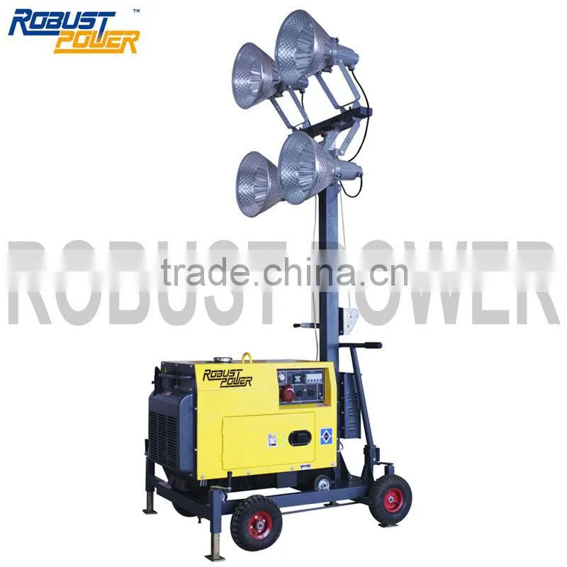 Metal halide lamp lighting tower with Single cylinder diesel engine