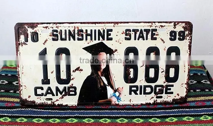 distress retro car license plate