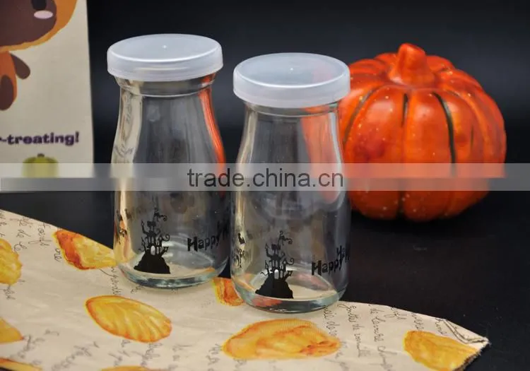 CD-601-035H 100ml clear glass long Pudding bottle pudding jar with lids for halloween