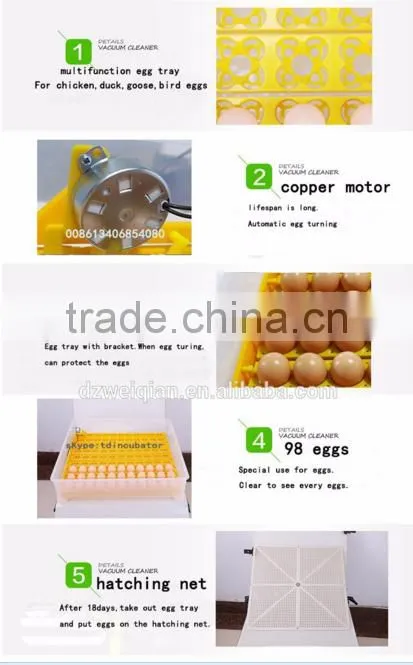 Good price automatic incubator hatcher 98 eggs incubator for sale WQ-98