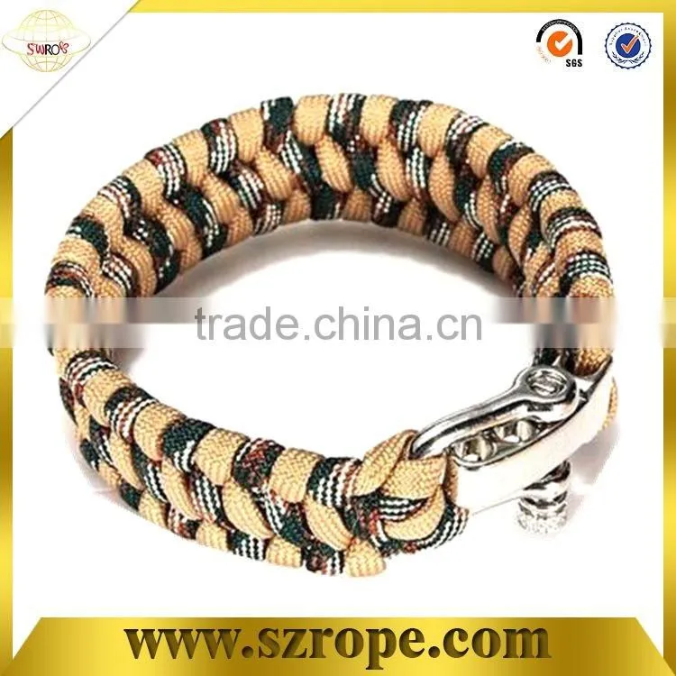 2017 wholesale fashion handmade rope charm survival bracelet with whistle buckle and compass