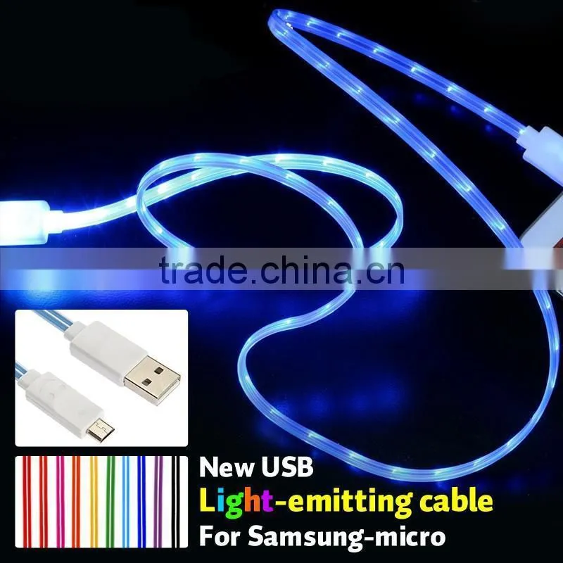 1m LED USB Cable Micro USB Cable With Led Light for iPhone Smile Face USB data charging cable charger lines for iphone 4 4s