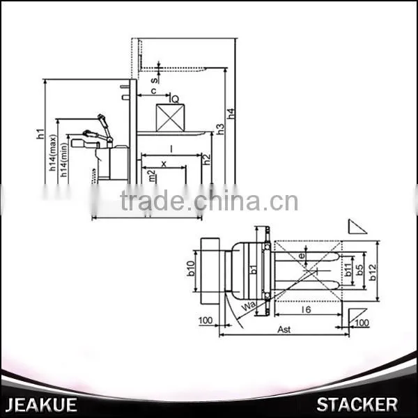 2015 ShenChuan Newest Newly Design High Lift Electric Stacker Standing Operation Type
