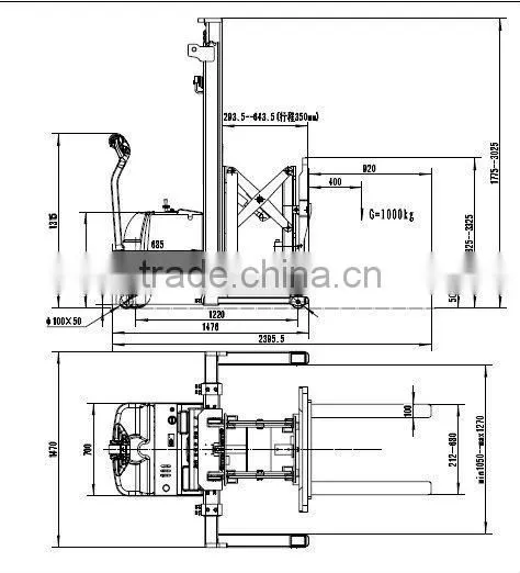 1ton 2.5meter power stacker,walkie forklift VH- WSX with battery