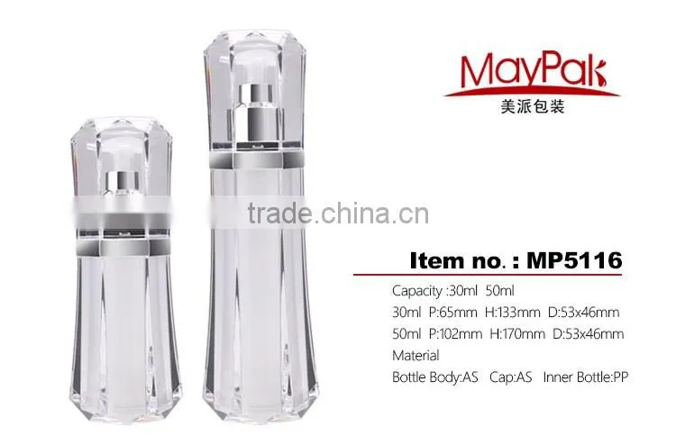 Diamond shape AS material 50ml airless lotion bottle