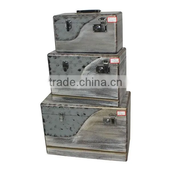Retro Wooden Cases Set of 3 Wooden Home Decorative Cases Set of 3 Wooden Storage Cases Set of 3