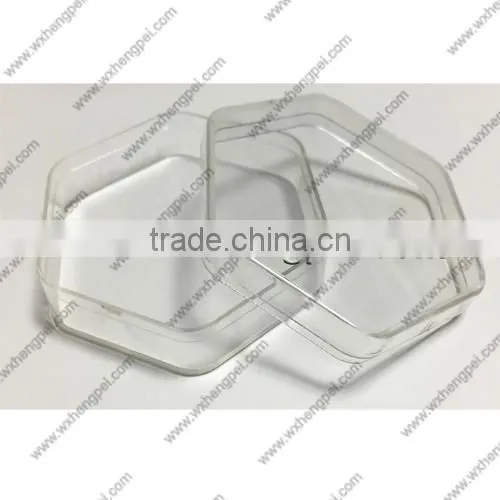 Cleverish portable cute transparent hexagon plastic storage jewelry wedding box kit