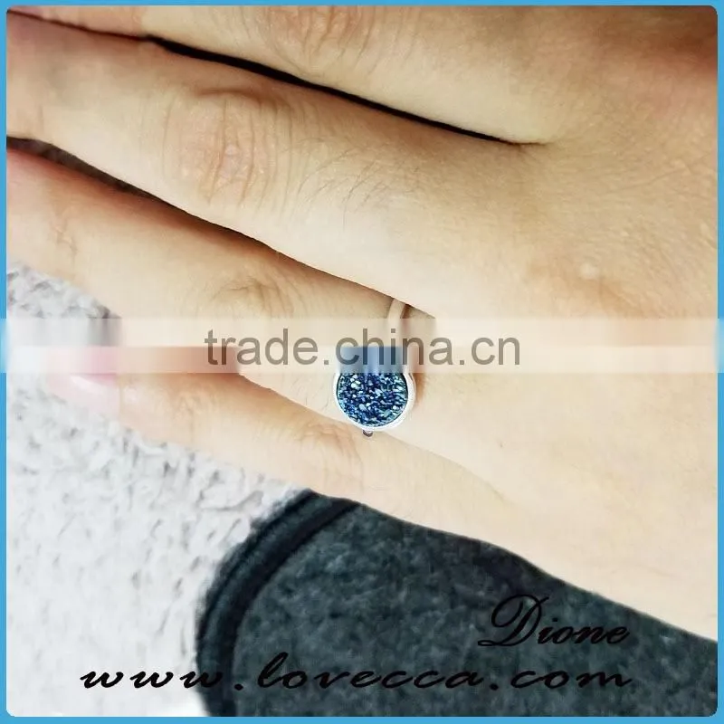 Women Jewelry Shinning Nature Druzy Agate Cluster Rings
