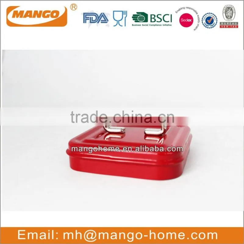 cuboid airtight red kitchen storage metal kitchen food canister