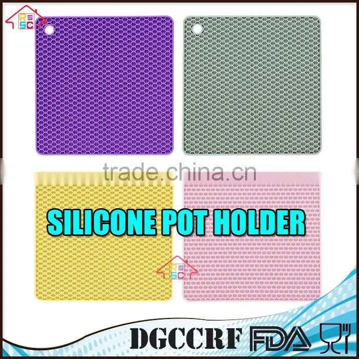 Food grade square honeycomb shaped silicone pot holder