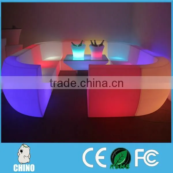 Group Long Sofa Combinated LED SOFA with led table lounge sofa