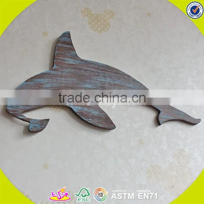 2017 New design home decorations wooden wall hanging top fashion whale shape wooden wall hanging W09D016