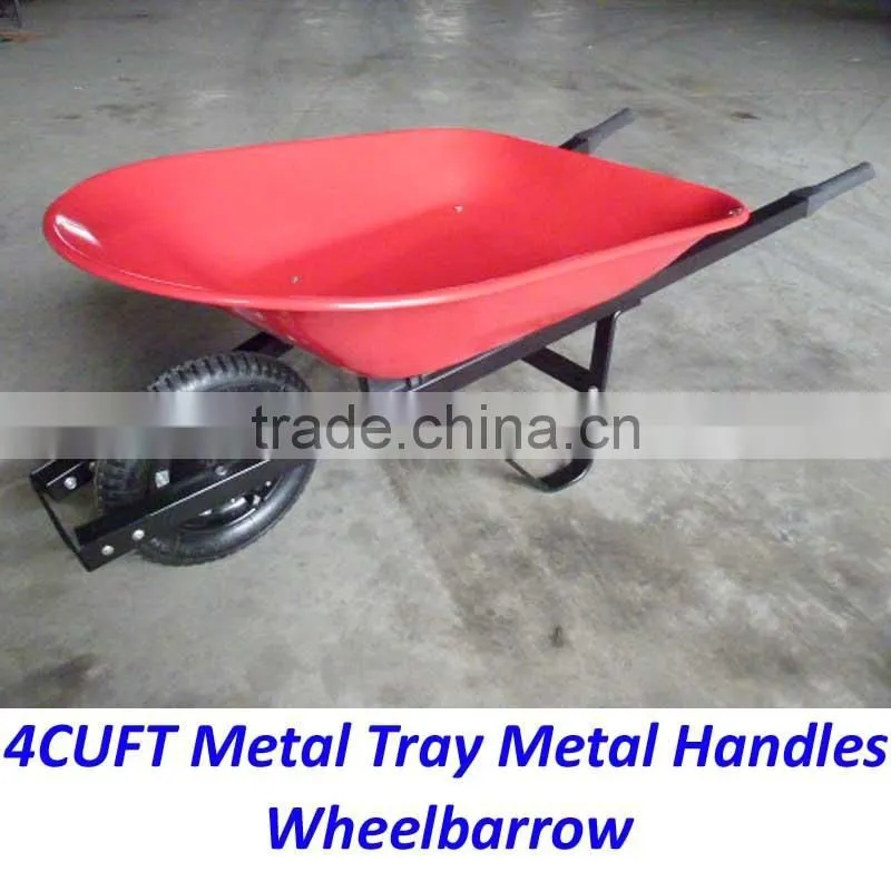 America 4Cuft Metal Tray Metal Handles Wheelbarrow for Gardenning