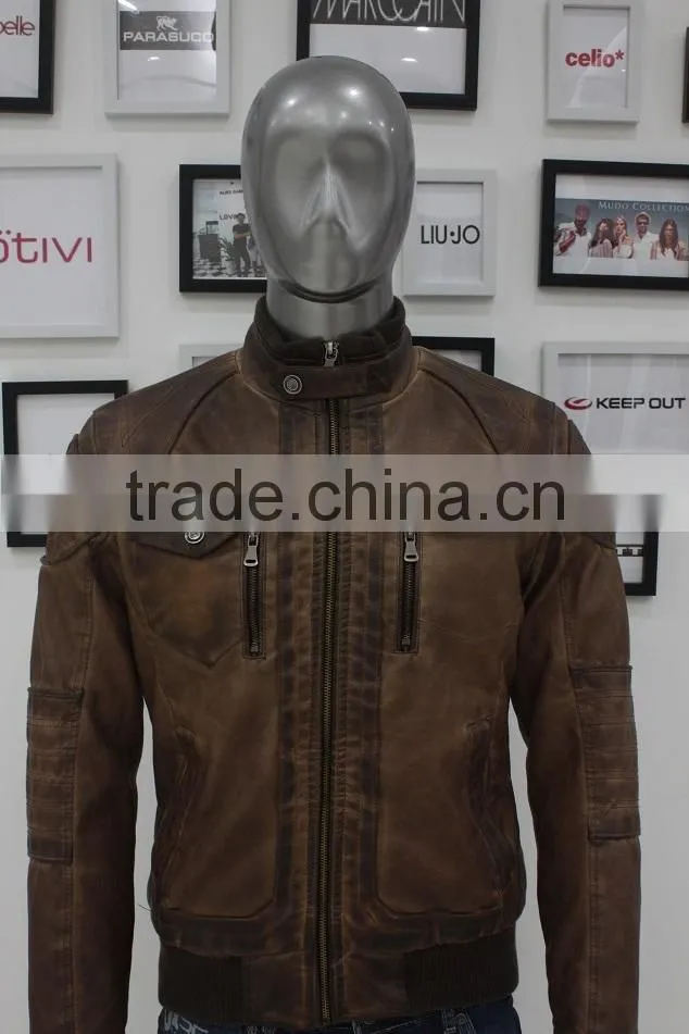 ALIKE cheap pu jacket for men outdoor jacket dirty dye leather jacket