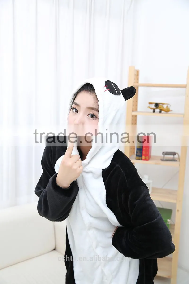 flannel cartoon adult animal jumpsuit animal pajamas jumpsuit panda design