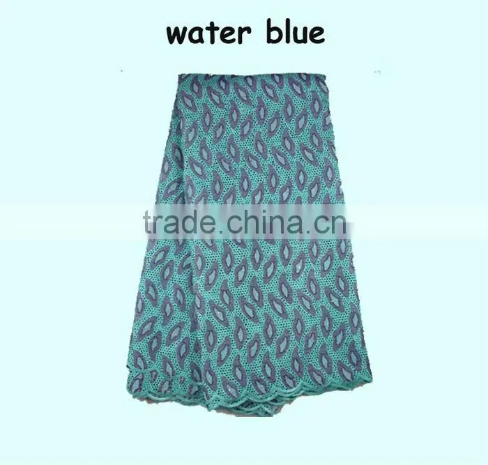 Bestway Popular African Lace Fabric Premium Swiss Voile Lace 100% Cotton SL0305-4 sky blue for Weddings