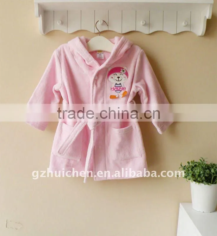 2011 autumn baby wear 100% cotton embrooider bathrobe