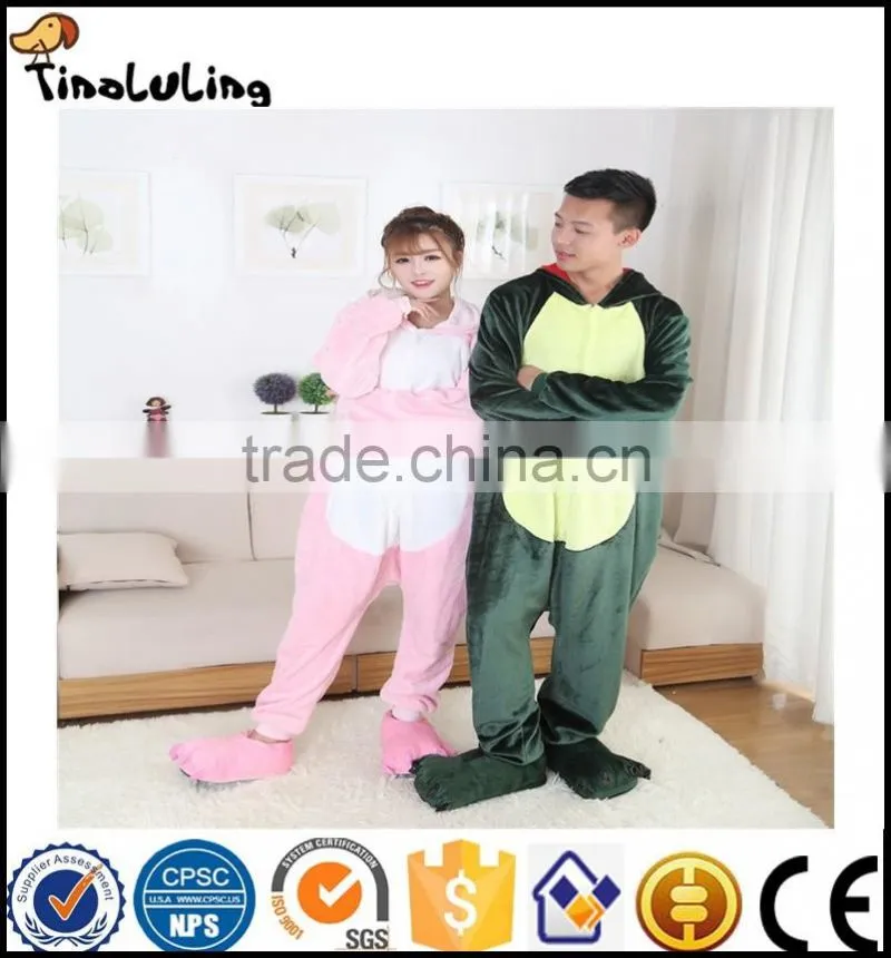 Autumn spring winter flannel lovers couples women animal pajamas one piece cartoon sleepwear cheap adult animal Siamese pyjamas