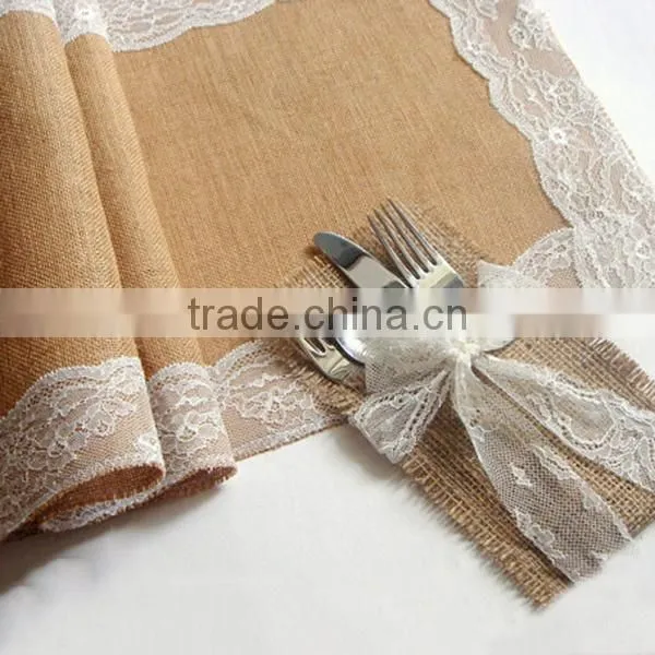 Lace and Burlap table runner,Laser cut felt table runner,Table Runner for wedding decoration