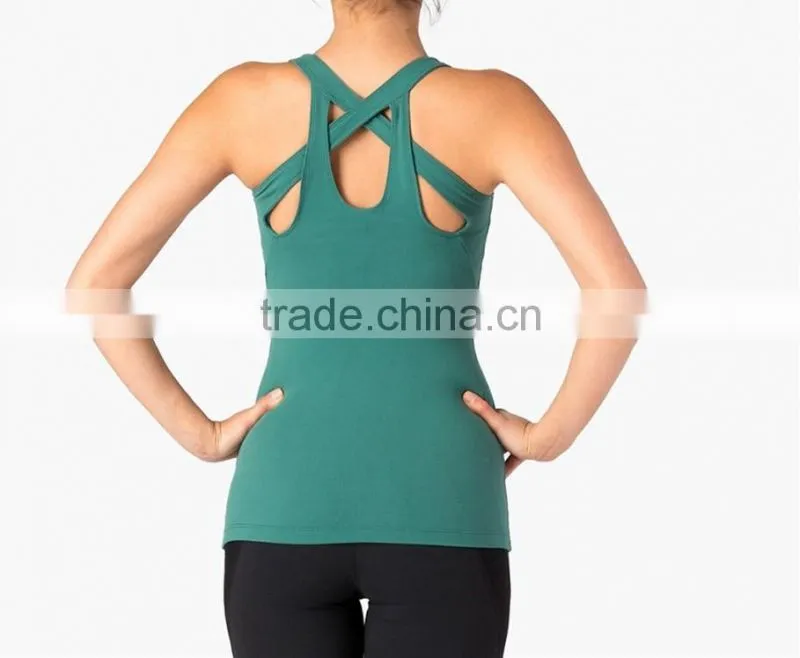 2016 OEM New Sexy Young Stripe Sleeveless Women Sport Tank Top / yoga wear