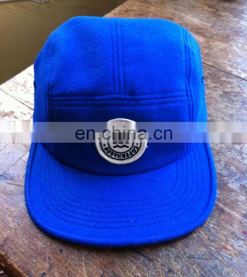 Beauty jewelry blue five panel wool camp snapback hat