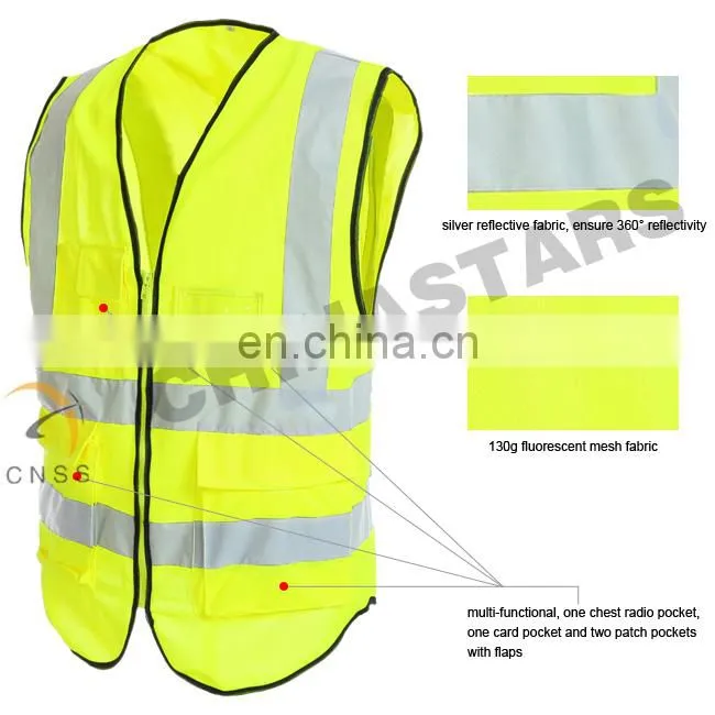 Reflective safety vest,safety vest with pockets,mesh safety vest