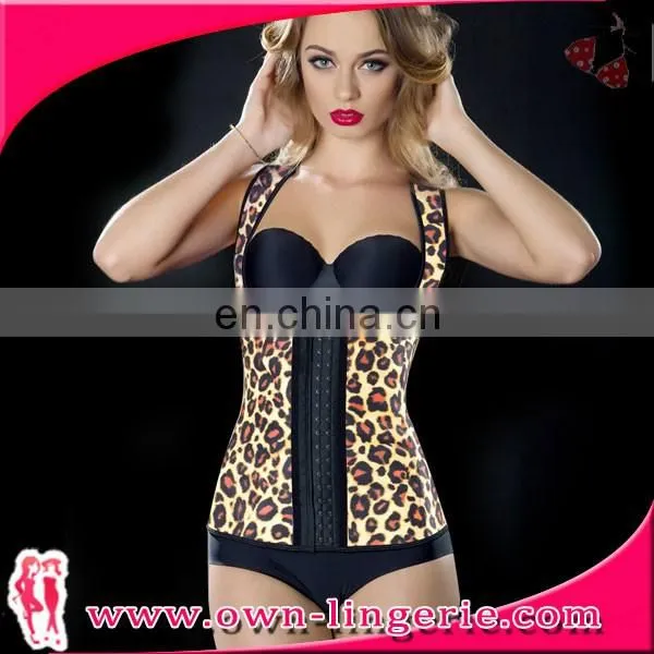 hot sale Latex Waist Trainer Vest leopard Printed Underbust Corset