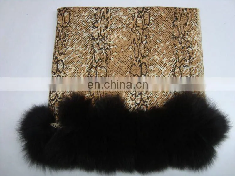 Animal prints pashmina shawls with fur ball
