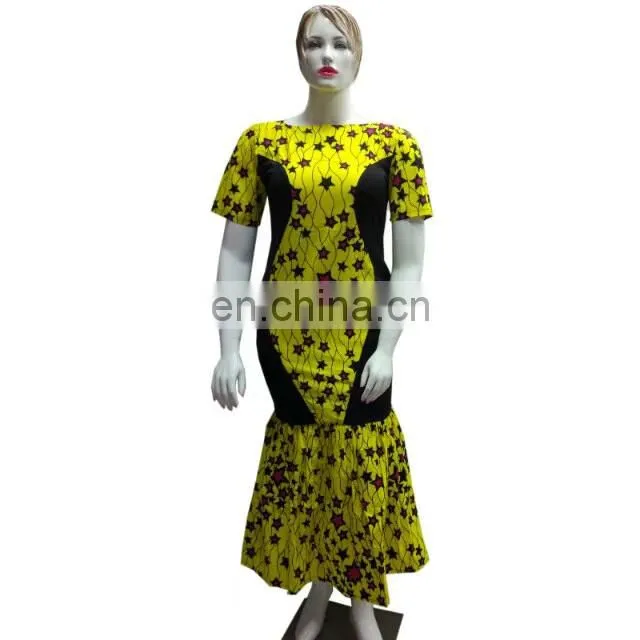 High quality african style wax fabric african long wax dresses