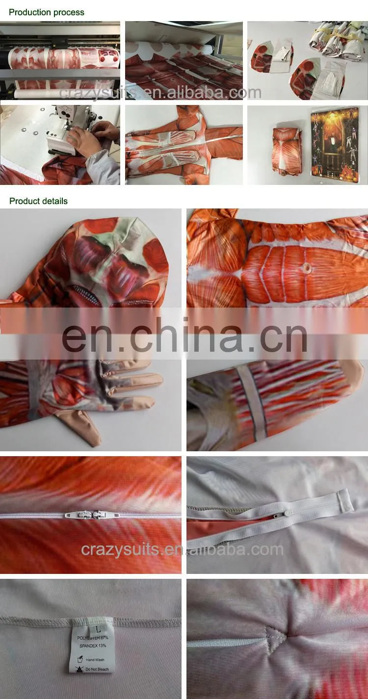 Gray Animal Spandex Full Body Cosplay Costume Tiger Bear For Adult Men Women