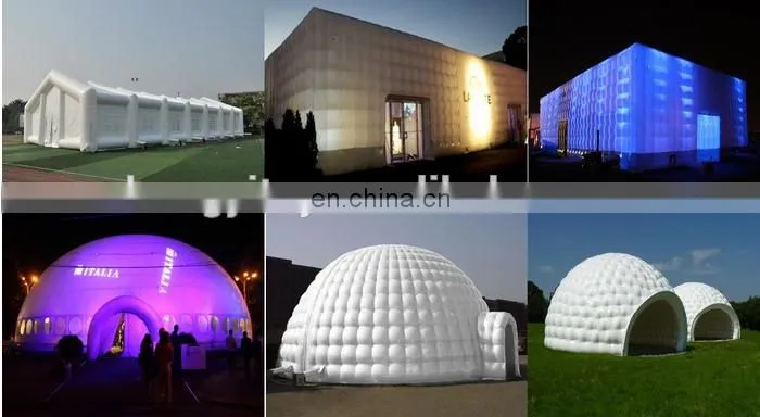 Transparent and White Outdoor Inflatable Bubble Tent with 2 Tunnels , Inflatable Clear Dome Camping tent