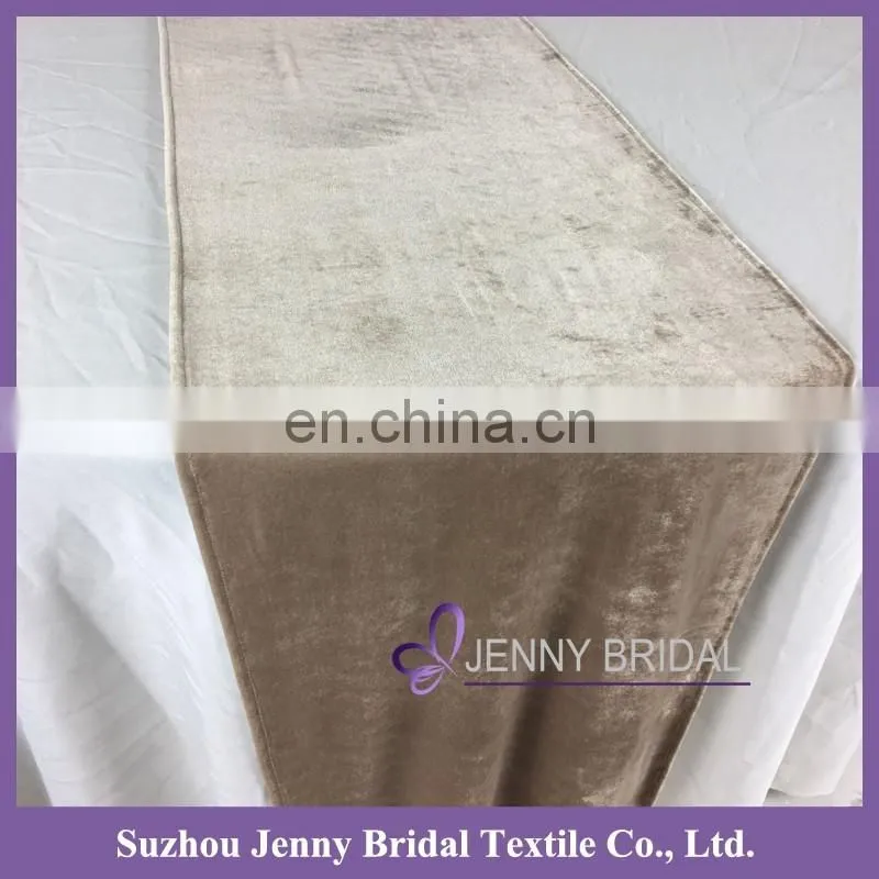 TR039A JENNY BRIDAL gold velvet fabric table tunner