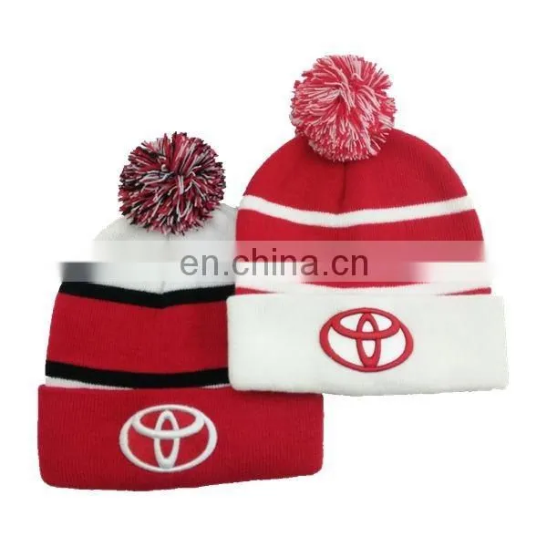 Wholesale acrylic knitted custom pom pom hat