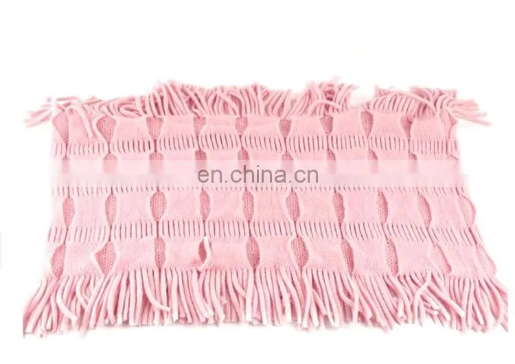 wholesale hot sell street fashion style mix color knit loop scarf with tassel