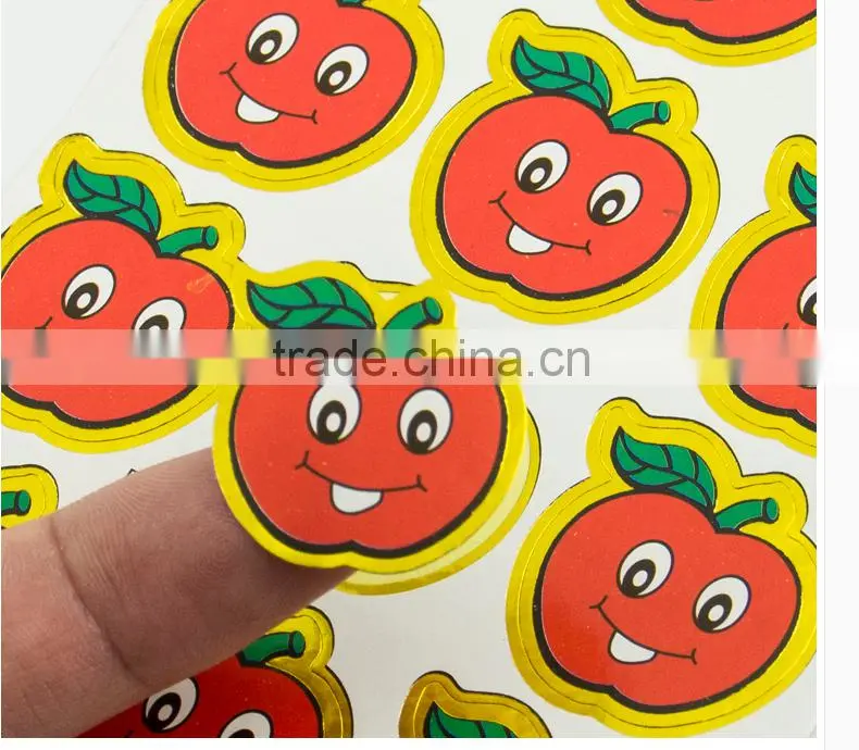 new hot custom printing removable kids rewards stickers,phrase stickers,smile round face stickers