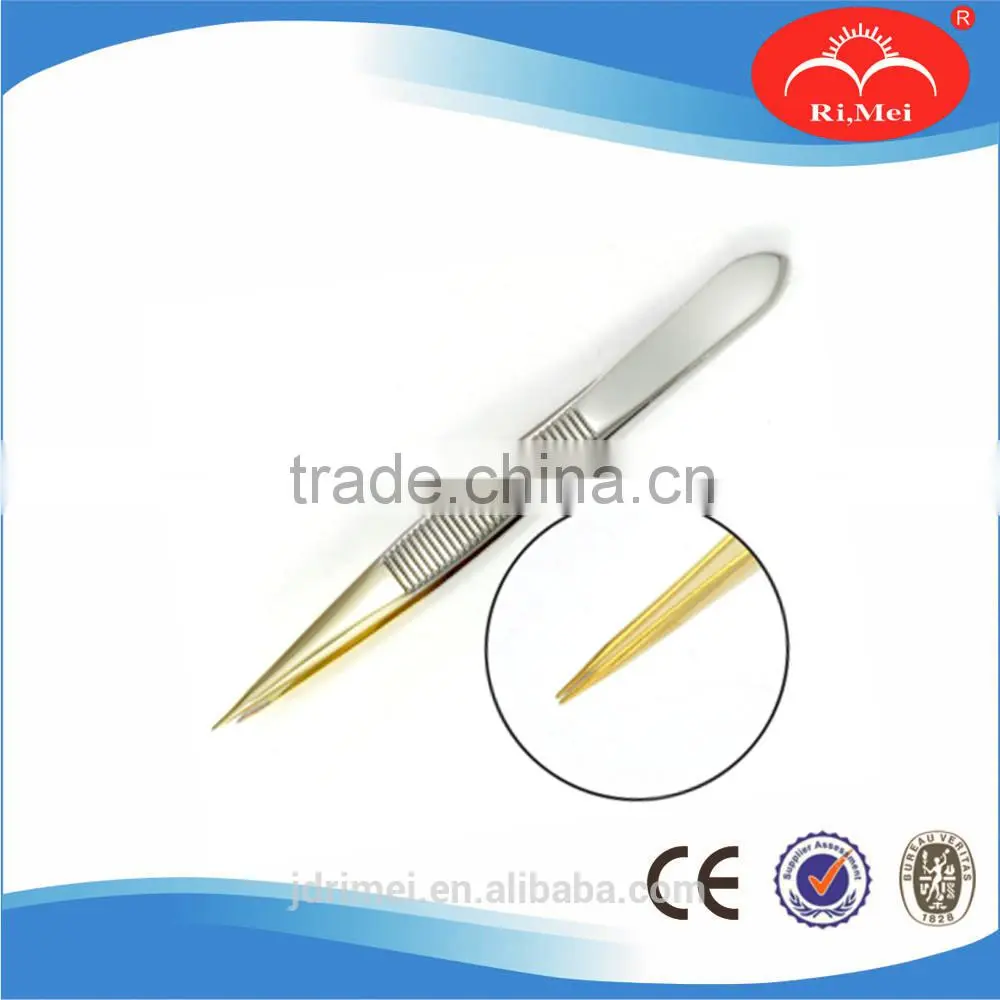 Point tip tweezers,golden tip tweezers,stainless steel tweezers