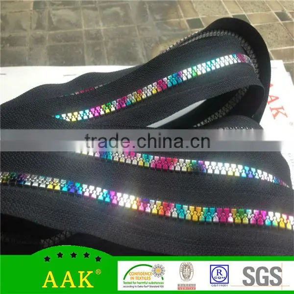 5# Colorful teeth Rainbow teeth Multi colored plastic zipper