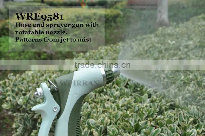 (84492) Plastic garden cleaning tool TPR covered garden water gun irrigational metal nozzle jet water washing